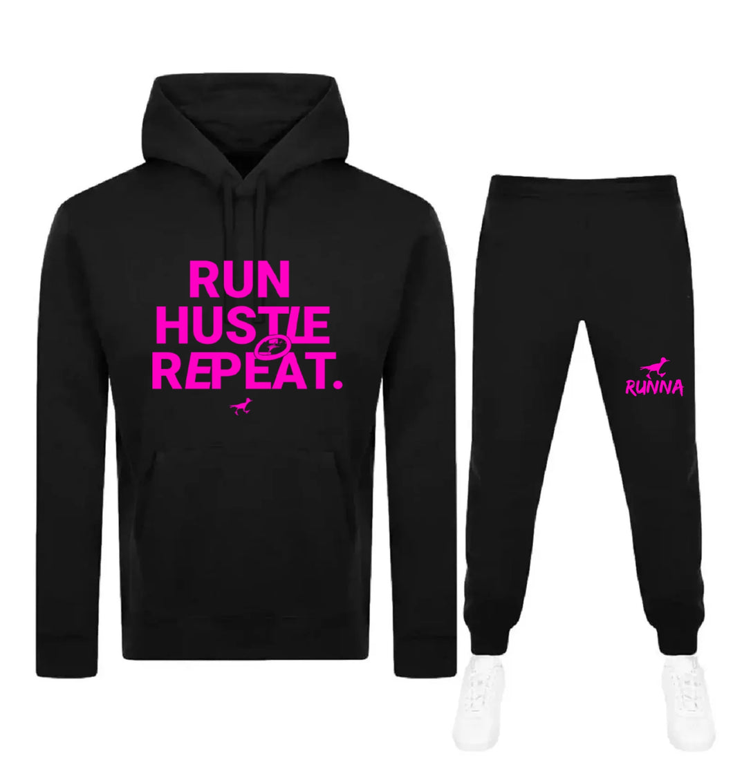 Run Hustle Repeat - SweatSuit -  Black X Pink