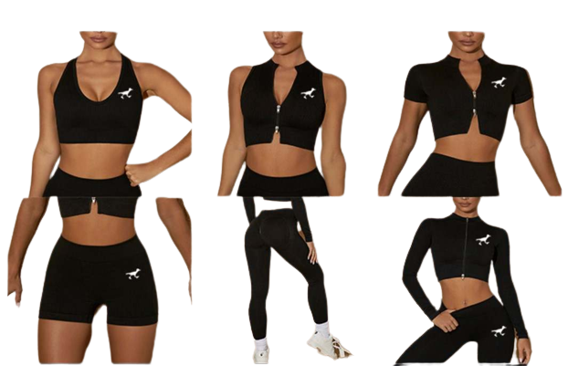 Coast To Coast - 6 Piece Yoga Set - Black/ White